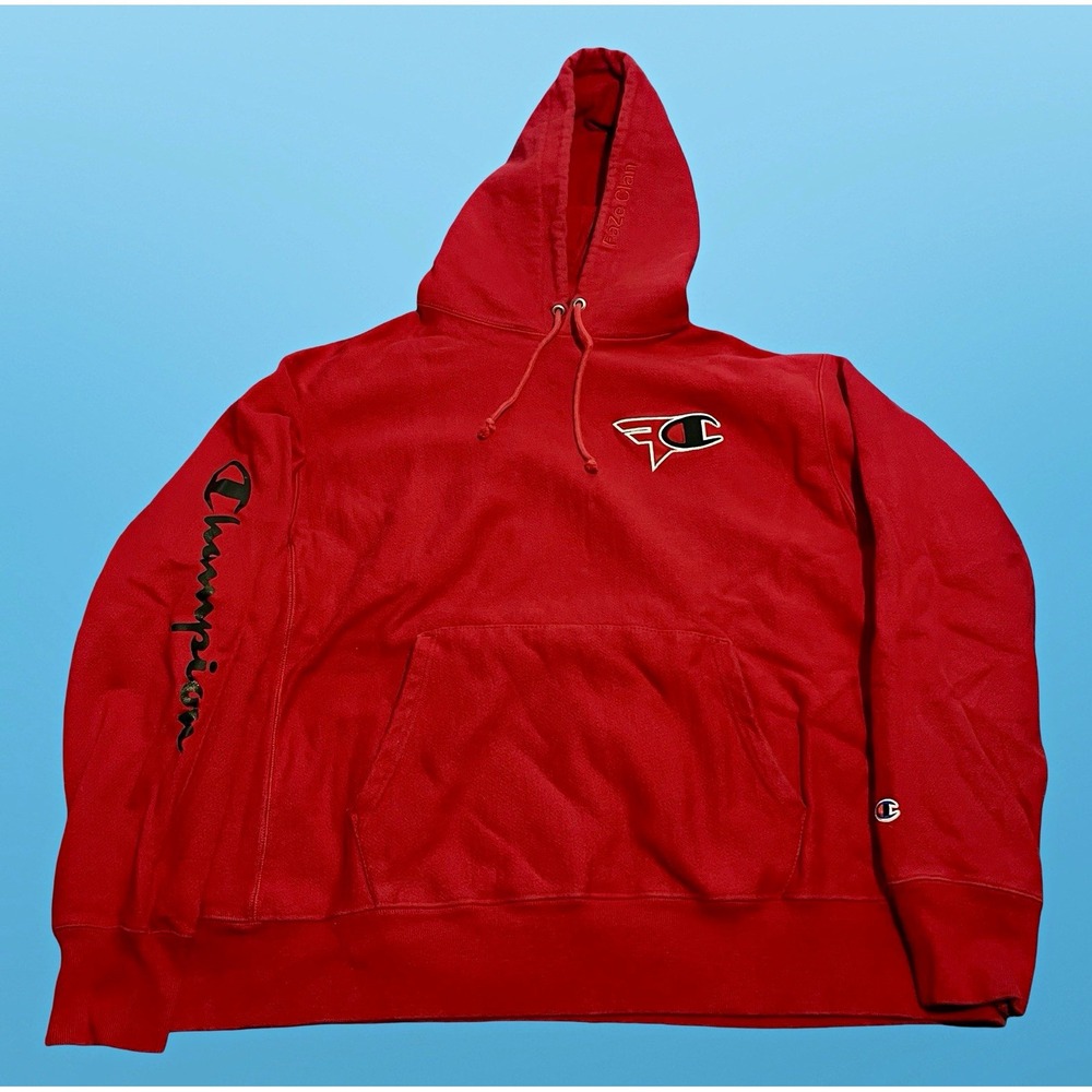 Champion Reverse Weave Faze Clan Pullover Hoodie Red Mens 2XL